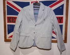Boys Seersucker Blazer 12yrs/152cm Blue White Stripe