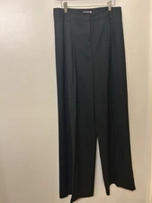 Anne Klein Wool Pleated Pant in Black: Size 10