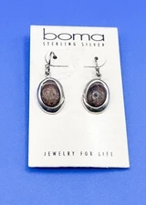 Boma Sterling Silver Bohemian Oval Dangle Earrings