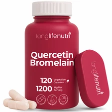Quercetin 500mg with Bromelain 100mg - 120 Vegetarian Capsules