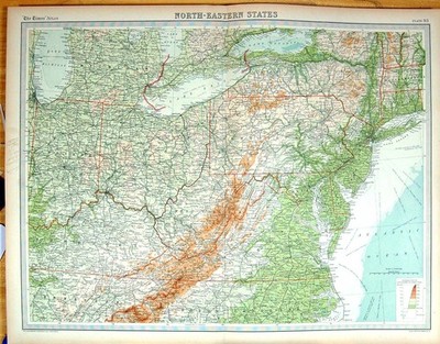 Alter Druck Times Karte 1922 Amerika Carolina Maryland Philadelphia Lake Erie 20.