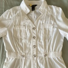 WHBM White House Black Market Women's White Blazer Jacket Long Sleeve Size 4