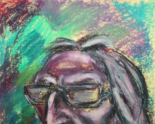 Vintage expressionist man portrait pastel painting - Picture 5 of 9