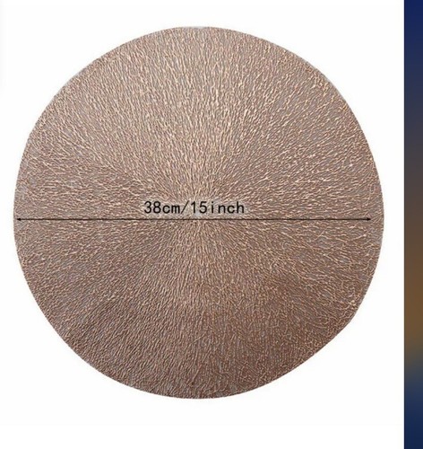 6 X Rose Gold Placemats Round Kitchen Dining Table Wedding Decor 15in Vinyl - Picture 6 of 7