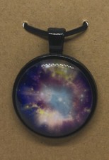 Galaxy Round Glass Dome Cabochons 1" Black Bezel Pendant New Free Ship 544
