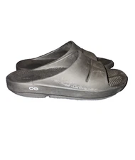 OOFOS OOahh Mens Size 10 Black Beach Walking Outdoor Slide Recovery Sandals