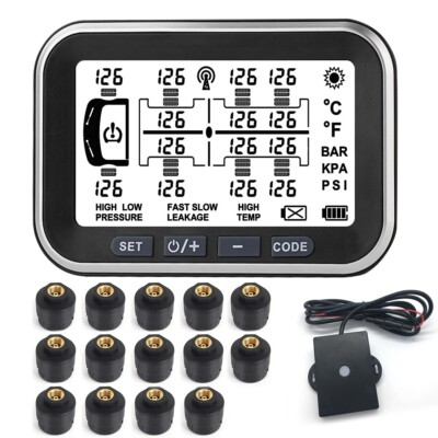 #ad 14 Sensors TPMS Tire Pressure Monitoring System for RV Motorhome Caravan Trucks $439.90