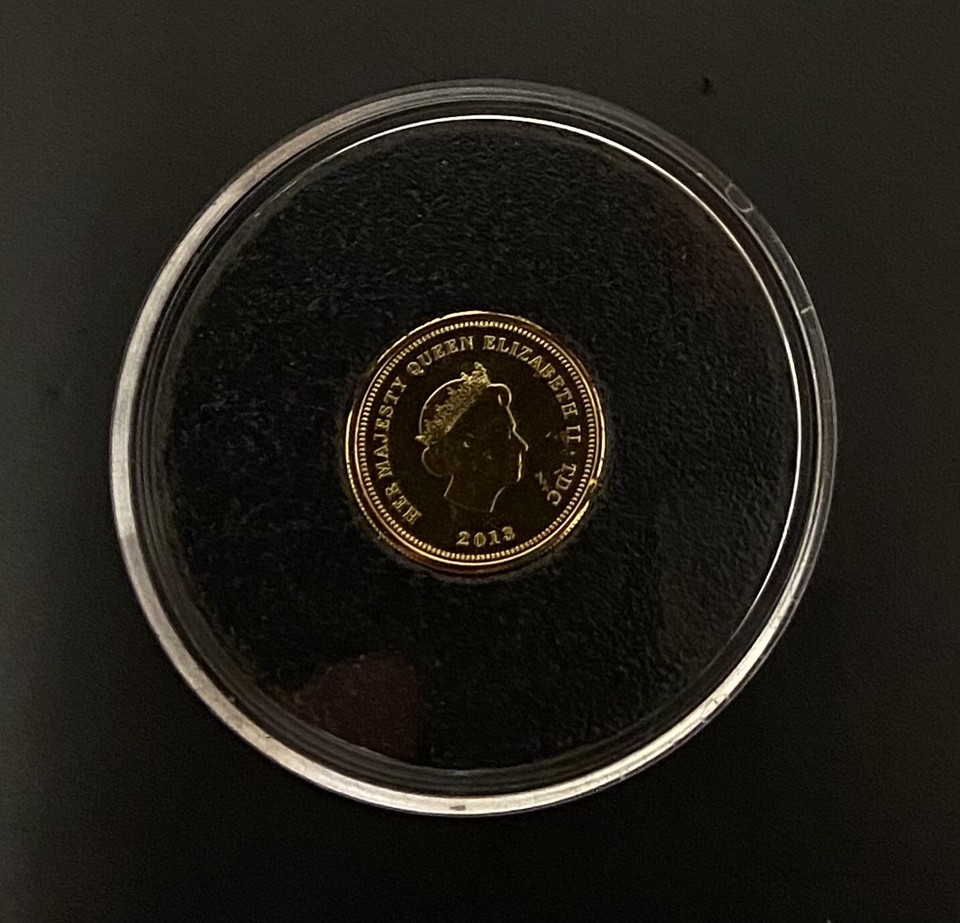 2013 One Gram 9ct Gold Proof like Coin. COA. Tristan Da Cunha.60 Aniv