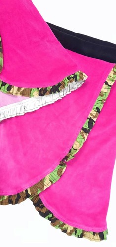 KidCosmic Set Girl 5 Pink Velour Camouflage Ruffle Long Sleeve Skirt Top USA Y2K - Picture 7 of 10