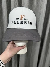 Fluresh EST F 2013 Trucker Hat White Gray Snapback Gray Bill and Mesh Adj EUC
