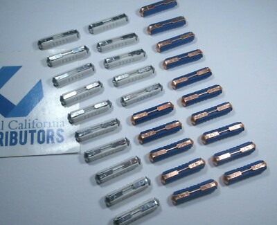 Flosser VW Fuse Assortment – 30 Pack: 15 White (8A) & 15 Blue (25A) – Made In Germany