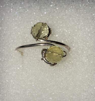 Verstellbarer Ring Zitronenquarz Edelstein Silber ~ Größe M-P