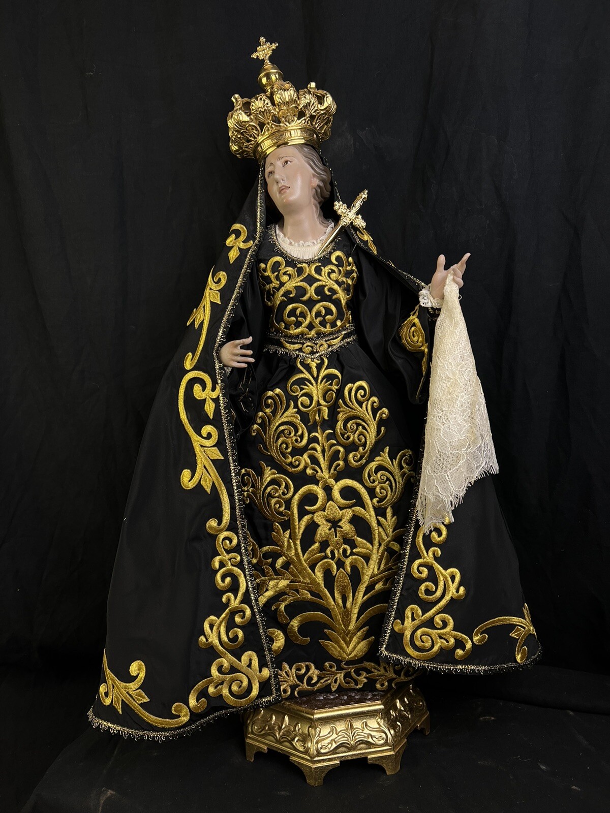 Madonna Addolorata Dolosa 70 cm Statua vestita domestica pietas santo vestito - Foto 9 di 18