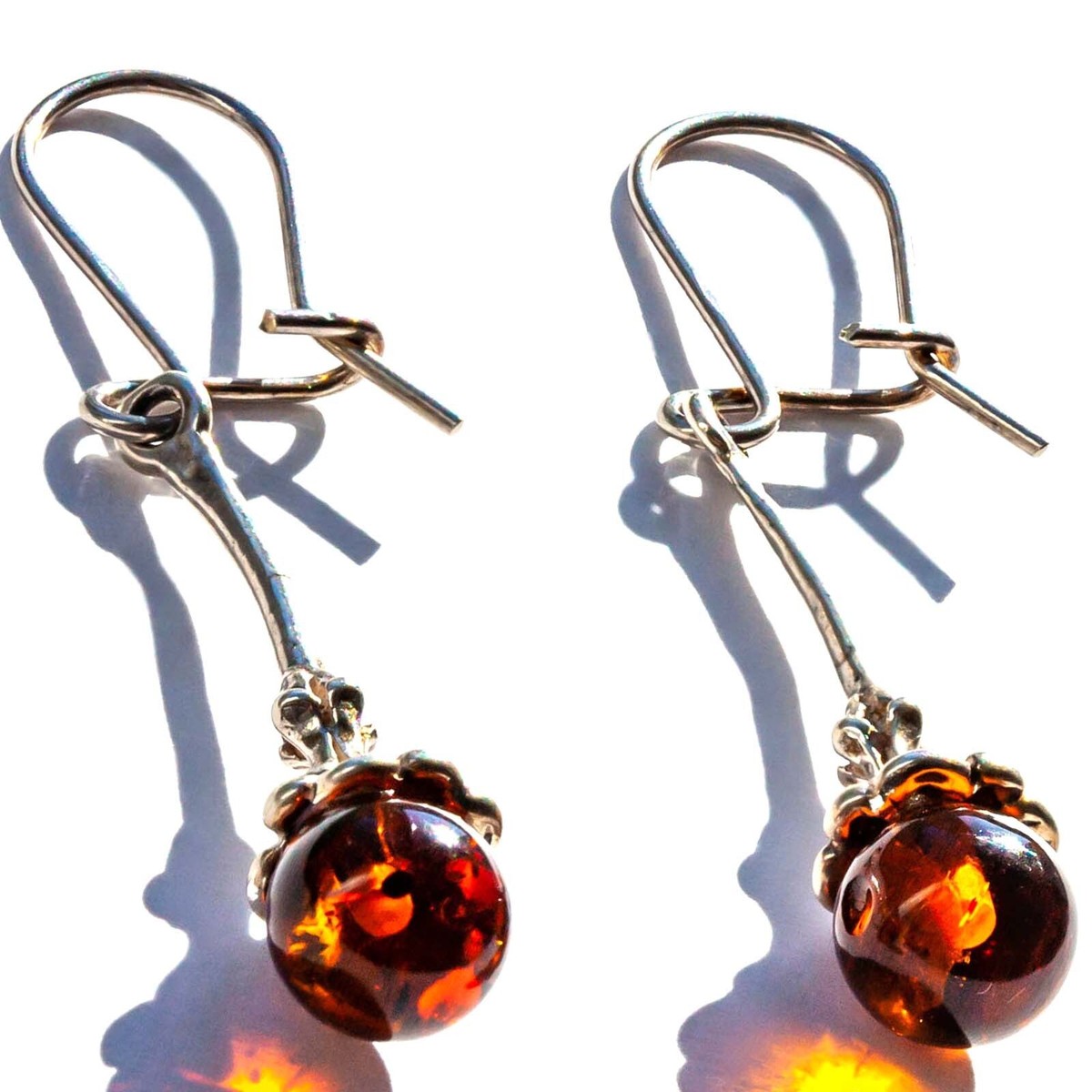 Natural Tri Color Amber Drop Earrings Natural Tri Color Amber Drop Earrings