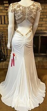 Morilee Ivory Jersey Gown Beaded Gold/Rose Gold Style 42006 NWT $450 Size 8