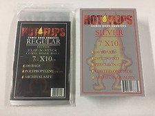 100 Regular 7 1/8 Comic Book Poly Bags Flip n stick with Silver Backing Boards