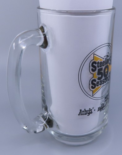 Pittsburgh Steelers Gold Cup Steelers 50 Seasons Glass Mug Arbys Dr Pepper WPXI - Picture 4 of 10