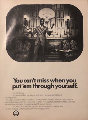 1974 Bill Russell Bell System PRINT AD Long Distance Interstate Calls VTG 1970s
