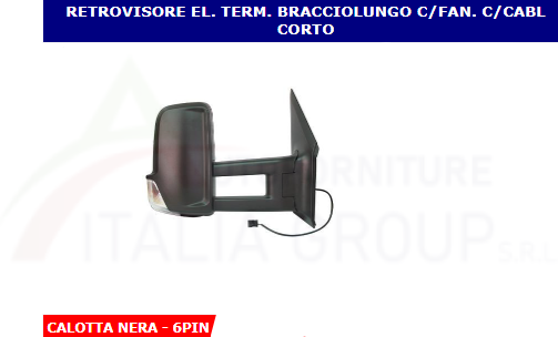 Specchietto Retrovisore Destro Manuale Con Antenna | Braccio Lungo | Per Iveco Daily 2006-2014 - Foto 5