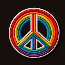 Peace Sign Patch Iron-on Applique World Peace, Rainbow, Hippie Badge, Flower