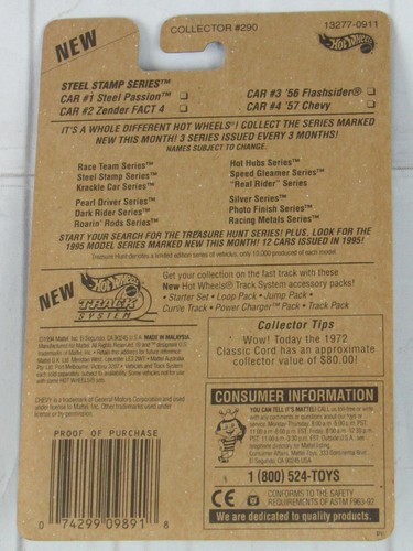 Chevy azul 1957 Hot Wheels 1995 #290 serie de estampillas de acero #4/4 - Imagen 5 de 5