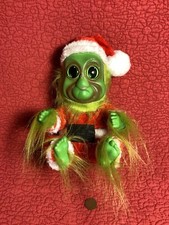 8  sitting Green Christmas baby Grinch Doll vinyl face hands feet Stuffed Plush