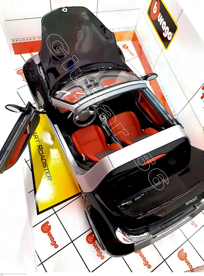 Smart Roadster 1/18 Nera - Burago 34099 - Serie Made in Italy 1:18 - Nuovo ( - Immagine 3 di 4