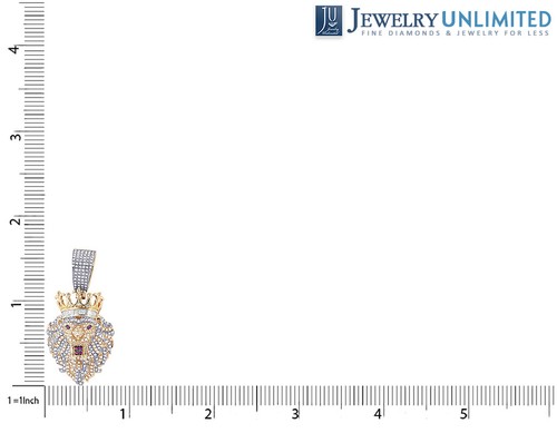 Baguette Crown 3/4 CT Real Diamond Lion Pendant 1.6" 10K Yellow Gold - Picture 4 of 4