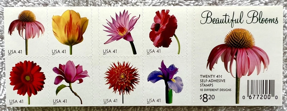 US Scott 4185a 41c Beautiful Blooms  2007 Double sided Booklet Pane V1111 VF-MNH - Image 3 of 3