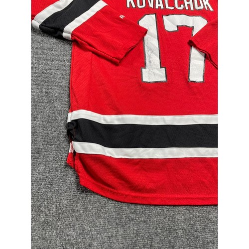 Camiseta deportiva de hockey Reebok para hombre roja/negra NHL cuello en V manga larga talla L/XL - Imagen 6 de 16