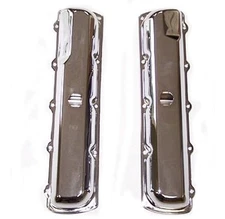 64-77 Cutlass 442 330 350 400 455 OEM Notched Chrome Valve Covers Pair #1089