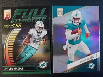(2) 2023 Panini Donruss Elite Green Full Throttle/Base Jaylen Waddle # FT-JW,49