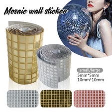1M/Roll Mirror Glass Mosaic Tiles Self Adhesive Wall Sticker Decal Home Decor