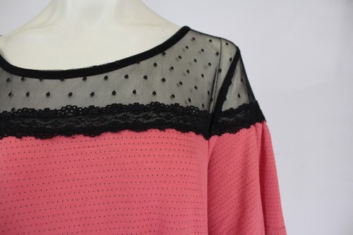 Corvia Polka Dot Women's Casual Blouse Top - Pink - MEDIUM - Picture 2 of 4