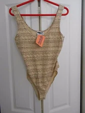 DKNY--LEOTARD/BODY SUIT--BROWN AND BONE----SMALL (NWT)