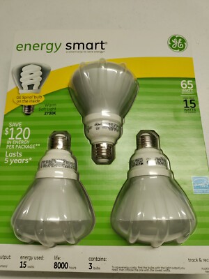 GE Energy Smart CFL 15 Watts 65 Watt Replacement 3 R30 Bulb 