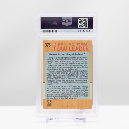 NBA Basketball 1991 Fleer Michael Jordan #375 PSA 6 - Picture 3 of 4