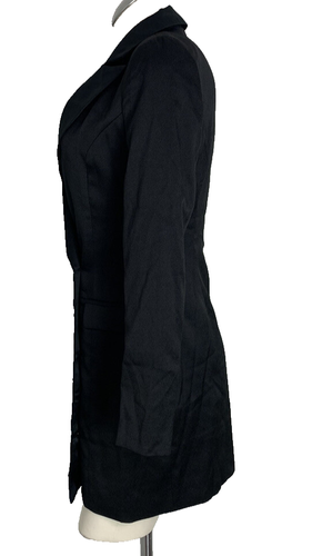 Missguided Black Deep Plunge Satin Trim Double Breasted Blazer Dress Size 4 - Bild 3 von 5