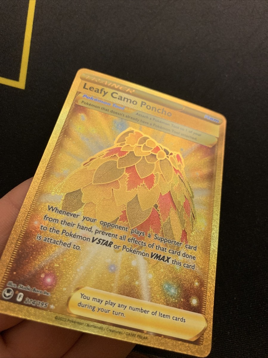 Leafy Camo Poncho 214/195 MINT -Gold Pokmon Card- Silver Tempest (w) Leafy Camo Poncho 214/195 MINT -Gold Pokmon Card- Silver Tempest (w)