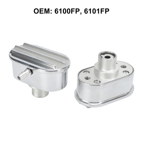 New Aluminum Valve Cover Breather PCV Combo Kit Finned Oval Polished 6100FP - Picture 6 of 22