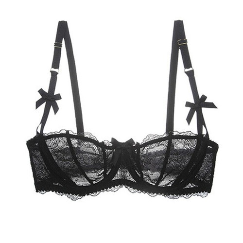 Women 1/2 Cup See Through Lace Bra Underwired Push Up Shelf Bras Tops Bralette - Picture 7 of 33