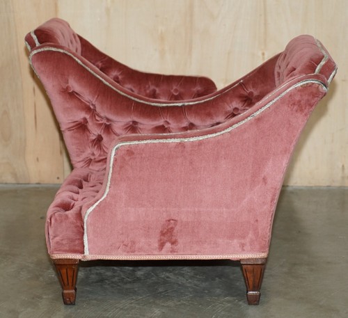 STUNNING ANTIQUE REGENCY CHESTERFIELD TUFTED "TETE A TETE" CONVERSATION SOFA - Picture 14 of 20