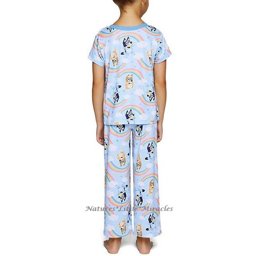 BLUEY Disney Pajamas Girls Size 4 6 8 Bingo Dog Rainbow Shirt Pants Set Cartoon - Picture 2 of 6