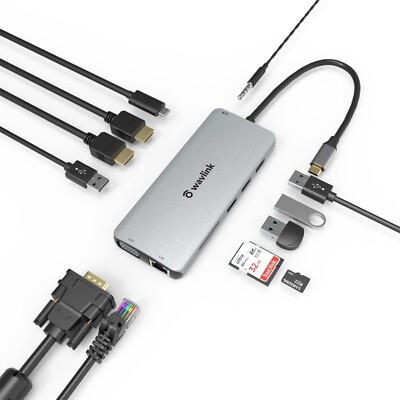 WAVLINK 12-in-1 USB C Hub/ Dockingstation, Triple Display Typ-C Adapter 