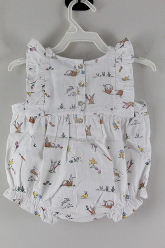 Petite Plume Kleinkind Twill Rüschen Strampler in Ostern Frolic 12/18 M weiß Neu mit Etikett - Bild 3 von 7