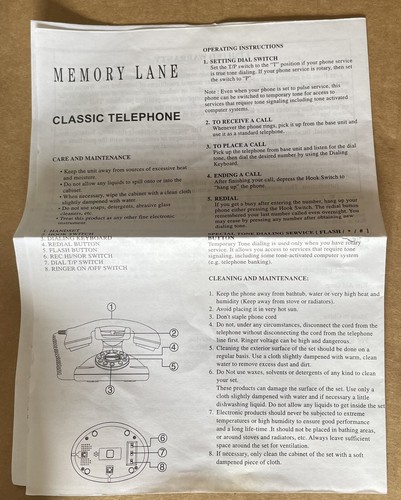 Memory Lane Desktop Telephone NEW. push button. - Picture 7 of 7