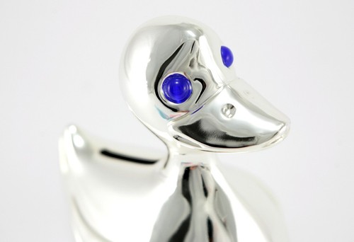 Money Box Piggy Bank Duck Silver Scarf Cap Blue Pink Engraving Christening - Picture 2 of 10
