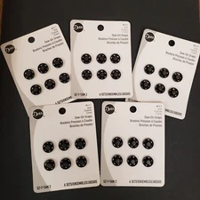Lot of 5 Dritz Sew-On Snaps SIZE 2 80-2-1 Black 6 Count Packages