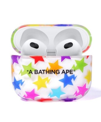 A Bathing Ape Bape Star Pattern AirPods Clear Case Multi-Color