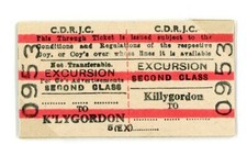 Railway Ticket Irish CDRJC 2nd Class Excursion Blank To - Killygordon